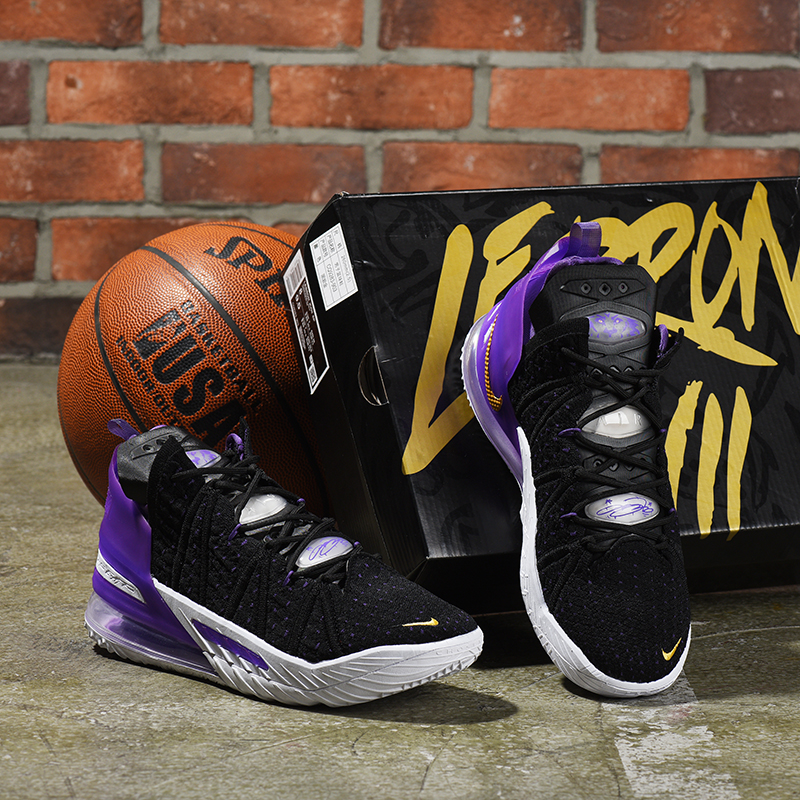 Nike LeBron 18 Black Purple White Shoes